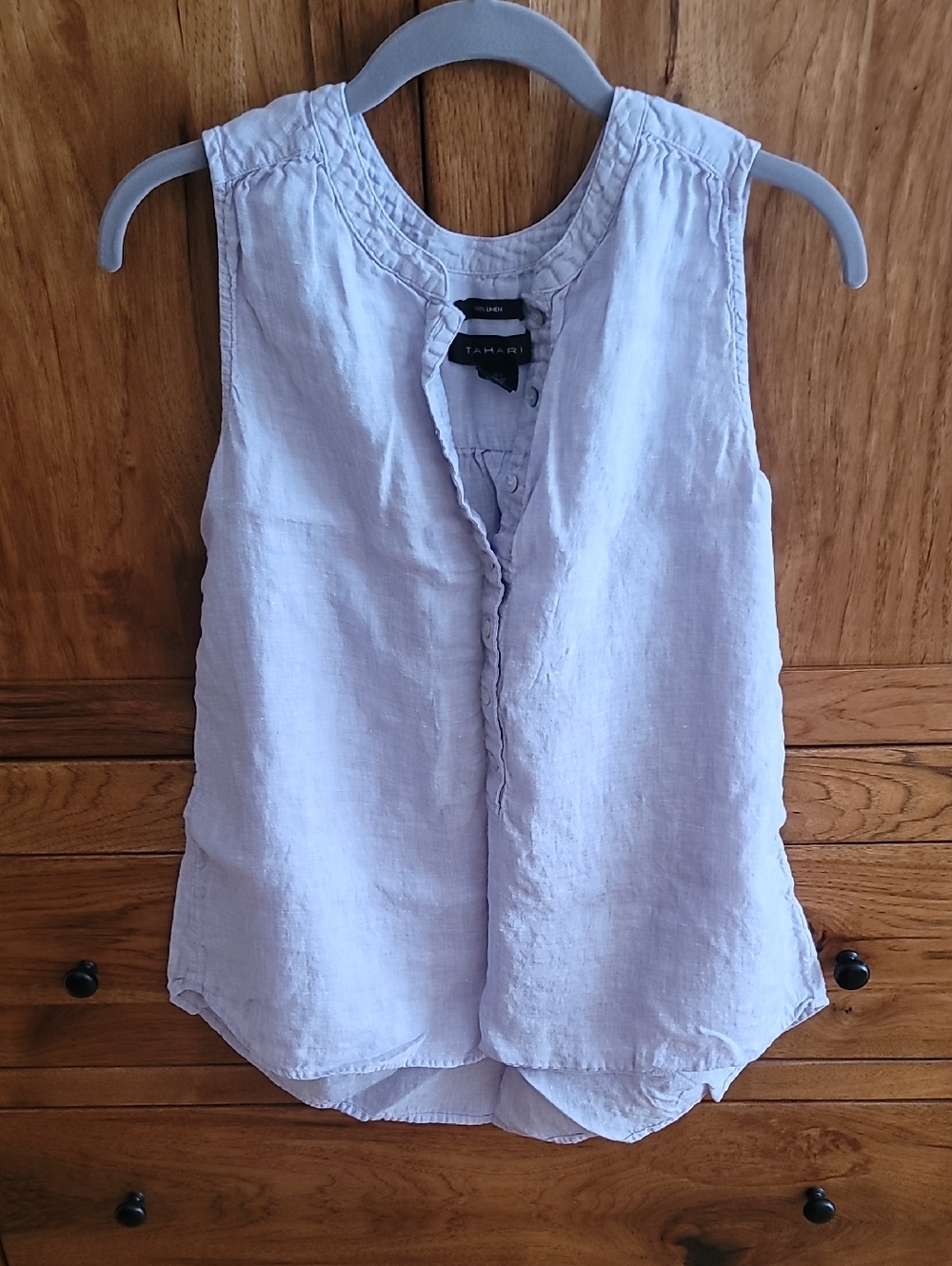Tahari Light Lavender Sleeveless 100% Linen Tank